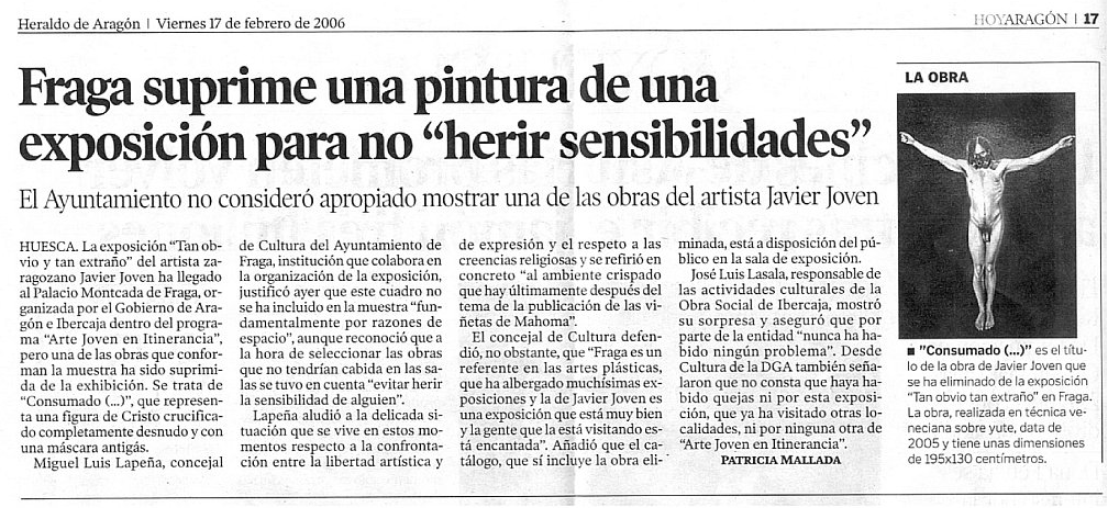 Fraga suprime una pintura de una exposición para no "herir sensibilidades"